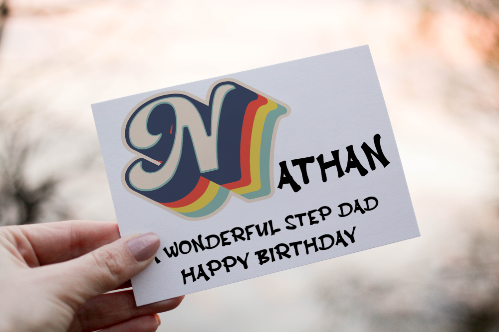 Retro Step Dad Birthday Card, Card for Special Step Dad